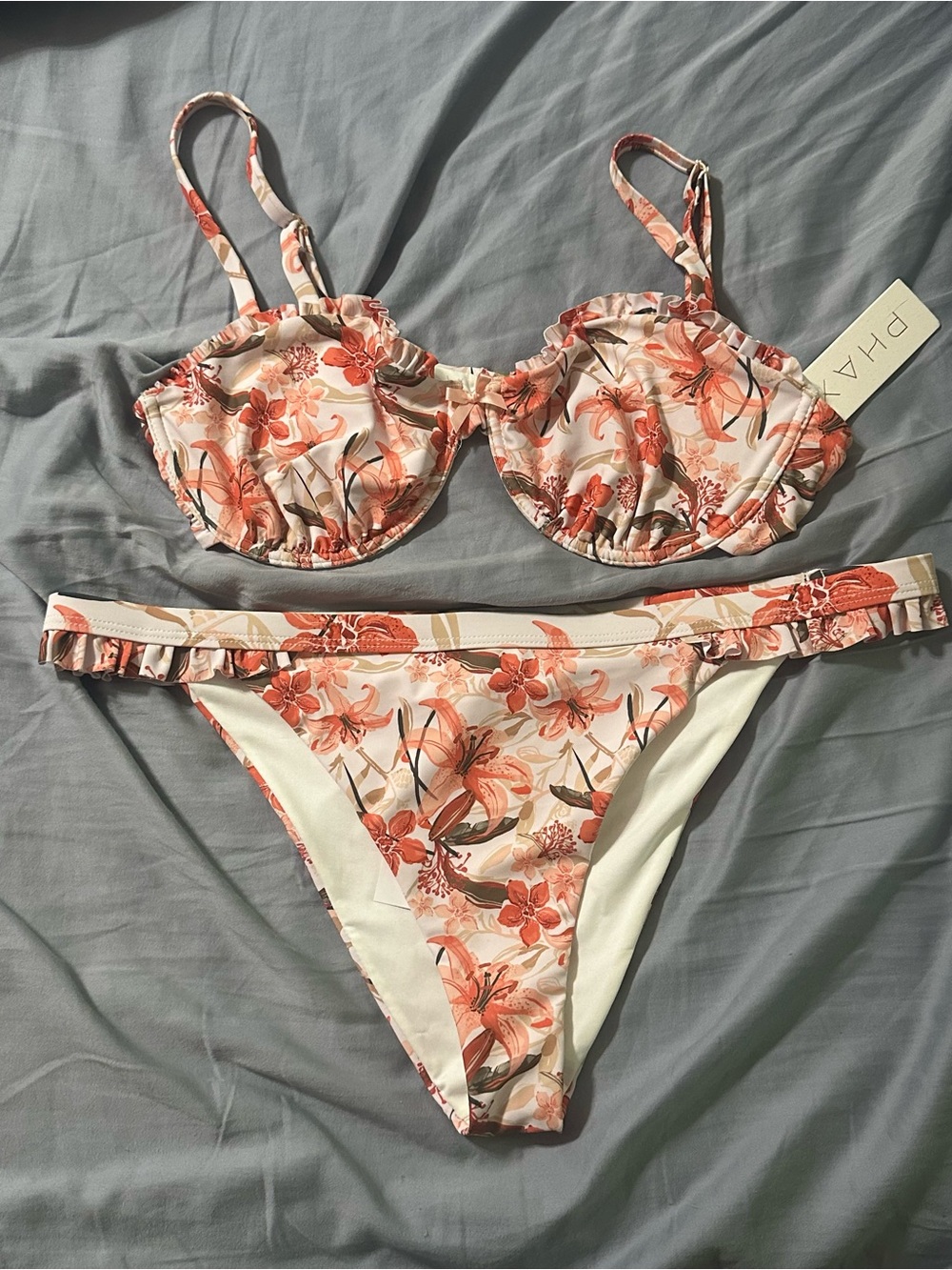 PHAX Floral Underwire Bikini Set in Coral Floral Women’s XL NWT